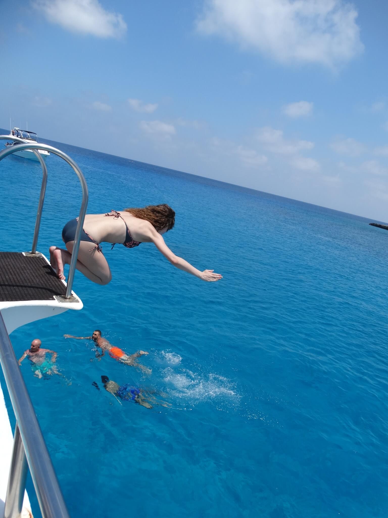 Jumping from the yacht